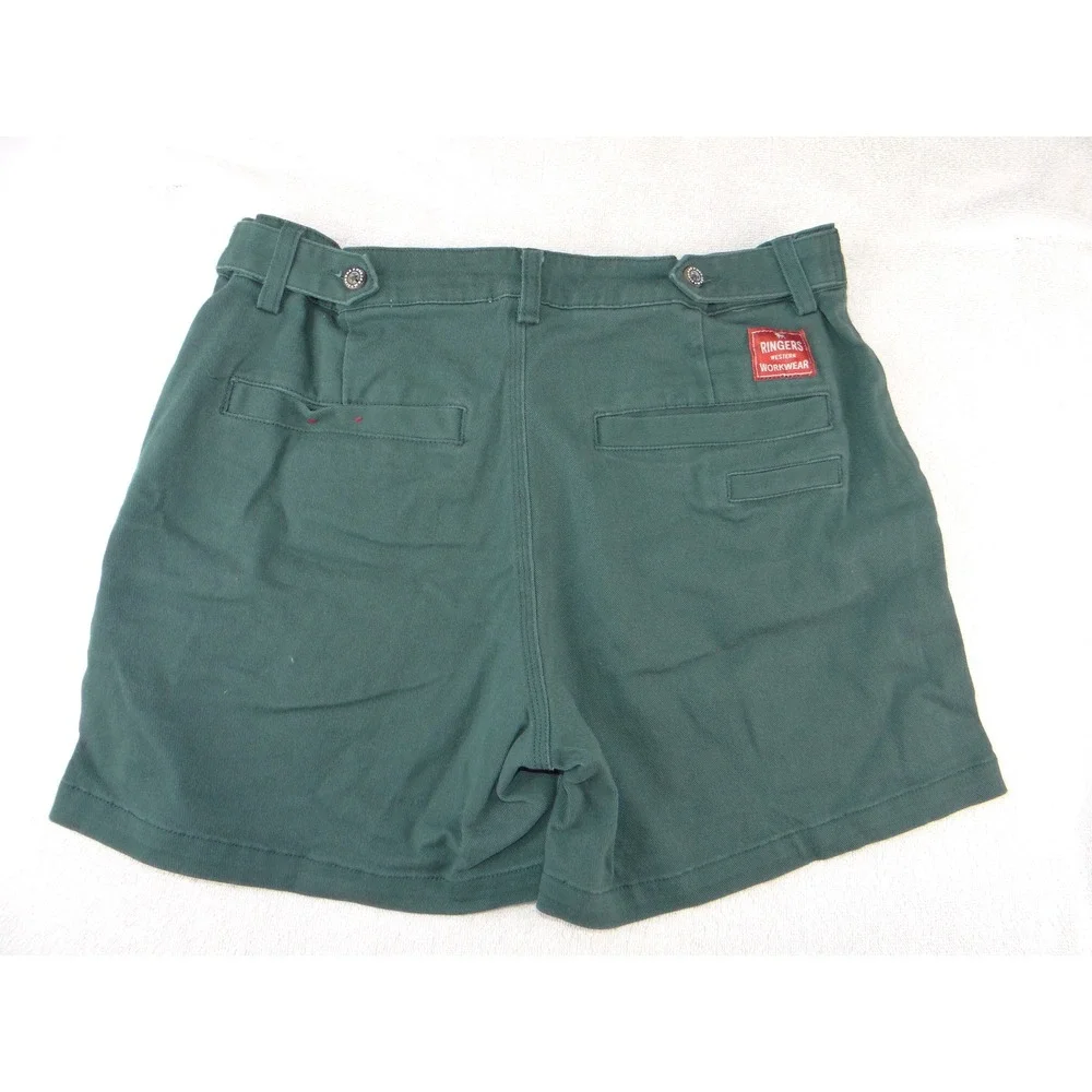 Ringers Western Mens Workwear Shorts Green Size 32 Cotton Twill Pleated 2781